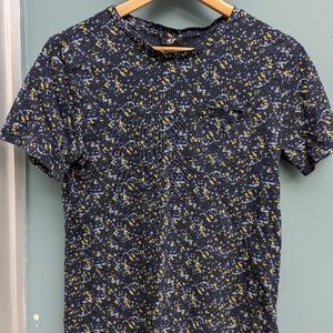 H&M Navy and Yellow speckled shirt